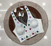 White Kodi with Mirror Work Blouse – Garba, Navratri