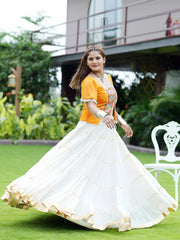 White Tiered Lehenga Spinning Side View – KL198 – Kalyanja