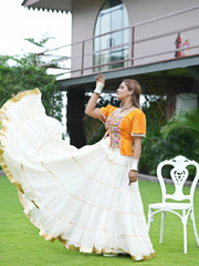 White Garba Lehenga Dance Flair Shot – KL198 – Kalyanja