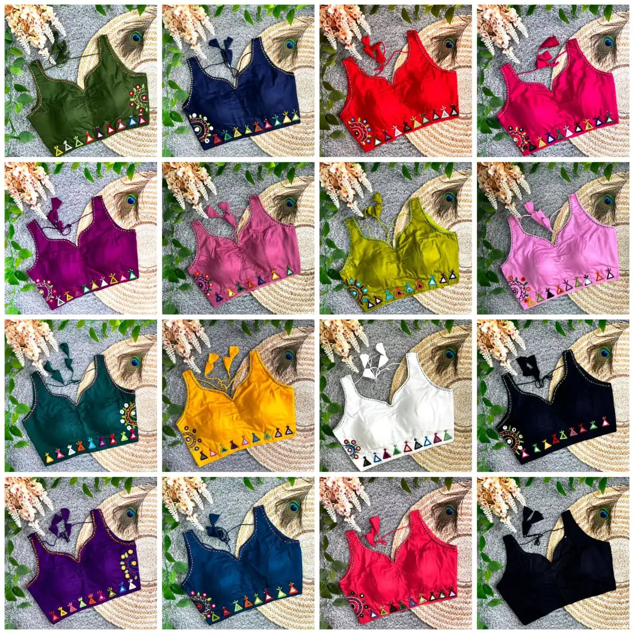 KB39 Multi Thread Mirror Work Blouse – All Colors