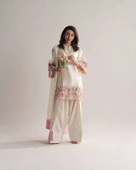 White Moti Handwork Suit with Farshi Shalwar – Standing Pose | KU118 | Kalyanja