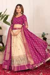 Wine Floral Foil Work Lehenga flared skirt view – Kalyanja KL162
