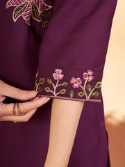 wine multi thread embroidered coord set kalyanja kc12 sleeve cuff embroidery detail
