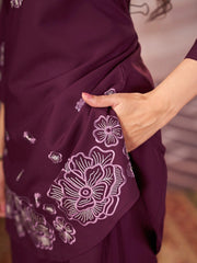 wine multi thread embroidered coord set kalyanja kc13 hem border embroidery detail