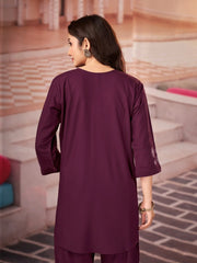 wine multi thread embroidered coord set kalyanja kc13 back view upper body