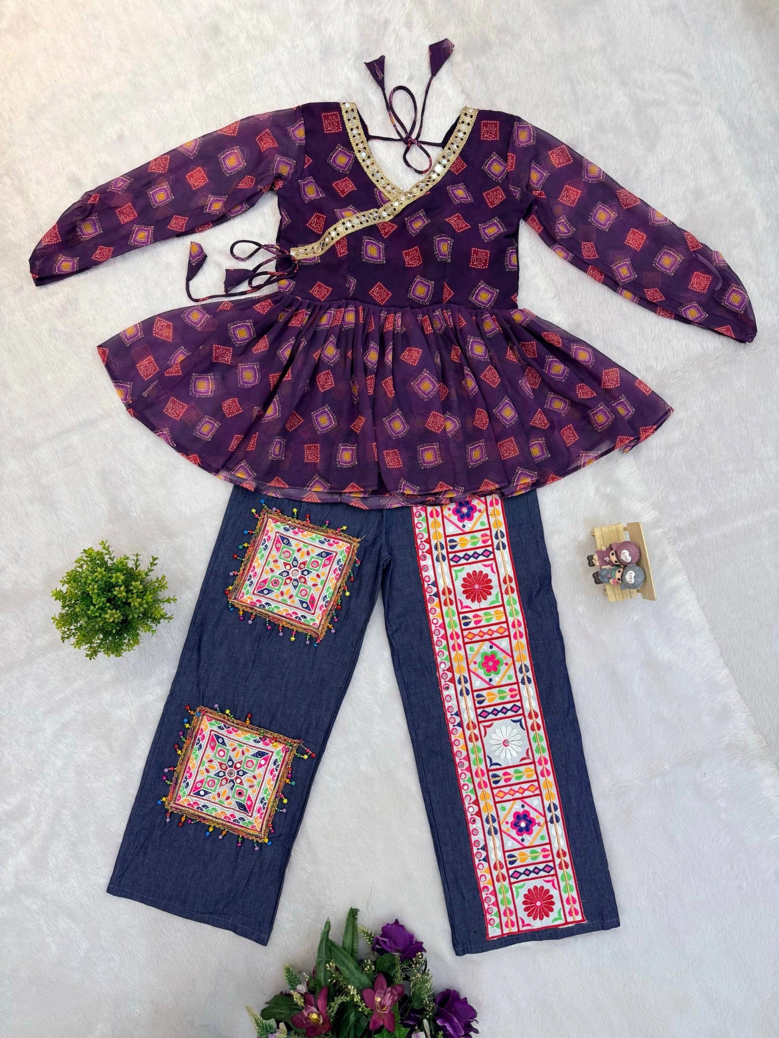 Wine Purple Coord Set Flat Lay Both Pieces Kalyanja KC16