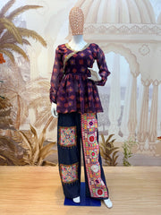 Wine Purple Embroidered Coord Set Mannequin Full Length Kalyanja KC16