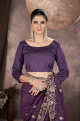 Wine Purple Saree model drape – KS376