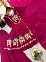 Wine Sequins Embroidered Suit Flat Lay All Pieces KU273 Kalyanja