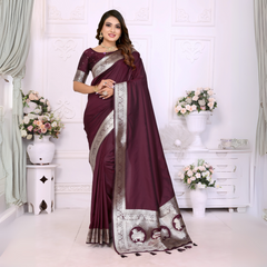 Maroon Gala Weaving Banarasi Silk Saree