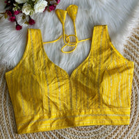 Yellow Zari Work Silk Blouse