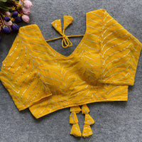 Yellow Gota Patti Georgette Blouse