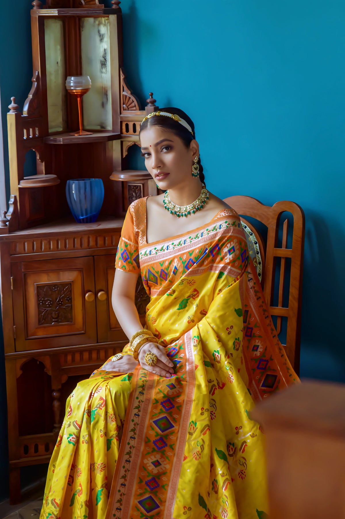 Yellow & Orange Zari Weaving Soft Banarasi Silk Saree