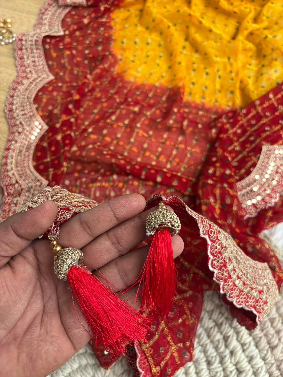 Yellow Printed Butti Saree – Kalyanja KS402 Detail View