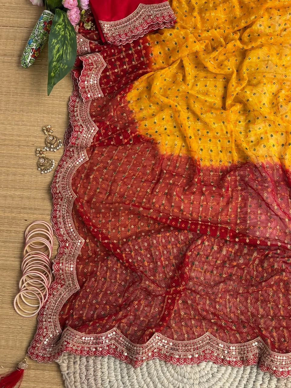 Yellow Printed Butti Saree – Kalyanja KS402 Festive Saree