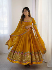 Yellow Anarkali Suit flare motion shot festive look KU264