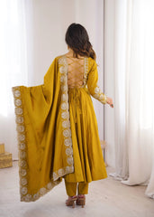Yellow Sequins Embroidered Suit Dupatta Border Detail Kalyanja KU274