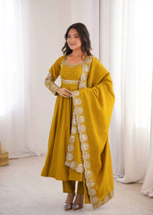 Yellow Anarkali Suit Wedding Sangeet Occasion Kalyanja KU274
