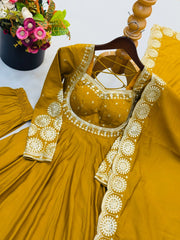 Yellow Sequins Embroidered Suit Flat Lay Neckline Close-Up Kalyanja KU274