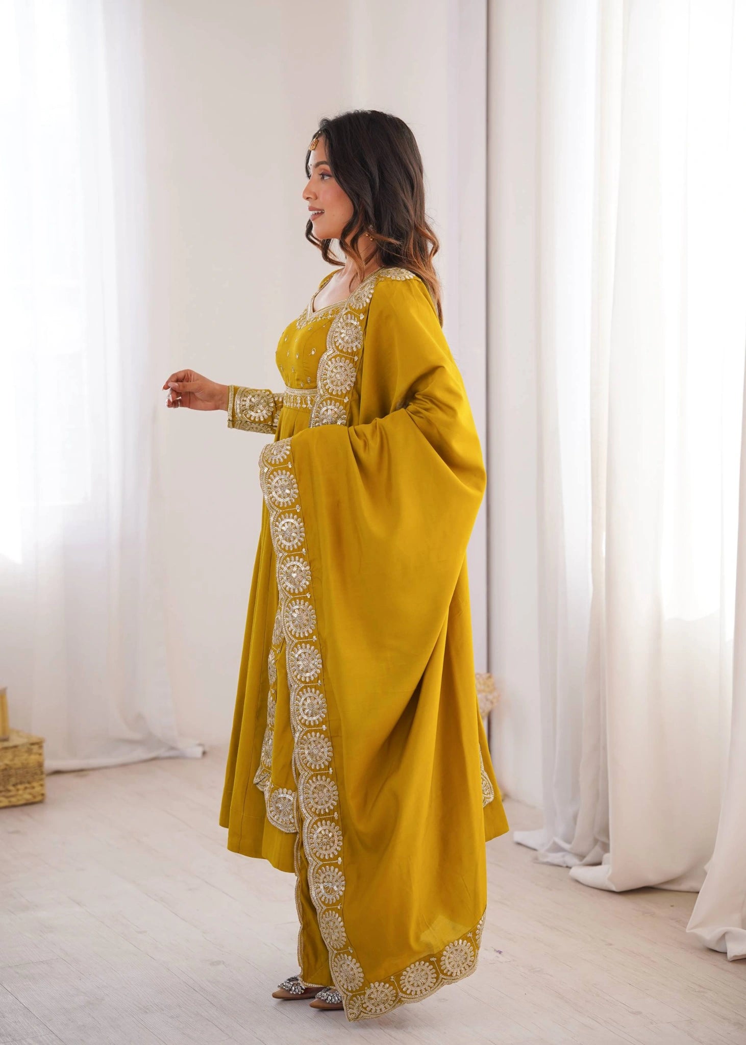 Yellow Anarkali Suit Full Length Floor Length Kalyanja KU274