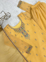 Yellow Sequins Embroidered Suit neckline and cuff detail
