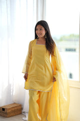Yellow diamond work suit - haldi look