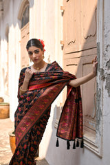 Black Zari Work Soft Pashmina Silk Saree